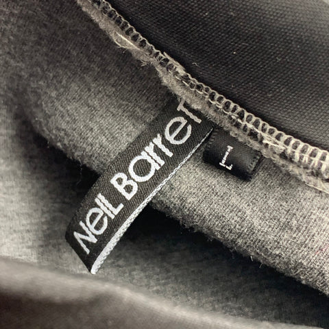 NEIL BARRETT Size L Grey White Geometric Cotton Asymmetrical Sweatshirt