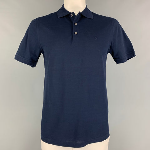LOUIS VUITTON Size L Navy Cotton Buttoned Polo