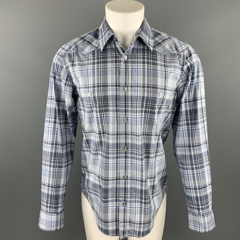 HUGO BOSS Size M Grey Plaid Cotton Button Up Long Sleeve Shirt