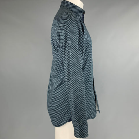 TED BAKER Size M Navy White Dots Cotton Elastane Long Sleeve Shirt