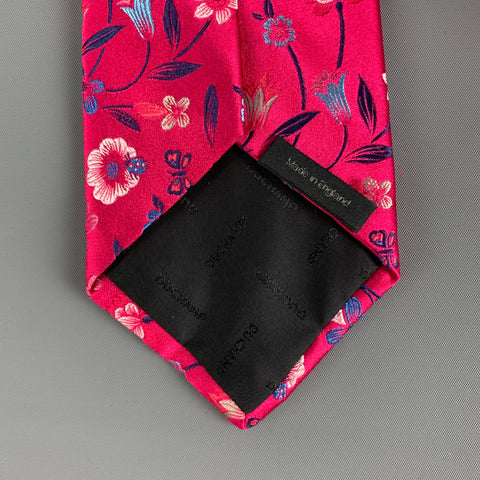 DUCHAMP Pink Blue Floral Silk Tie