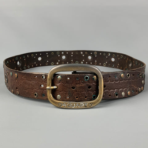 DSQUARED2 Size M Brown Perforated Leather Belt