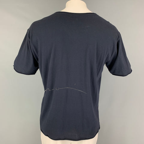 GIORGIO ARMANI Size L Navy Graphic Cotton Scoop Neck T-shirt