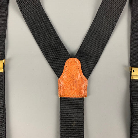 POLO by RALPH LAUREN Size One Size Black & Tan Leather Elastic Suspenders