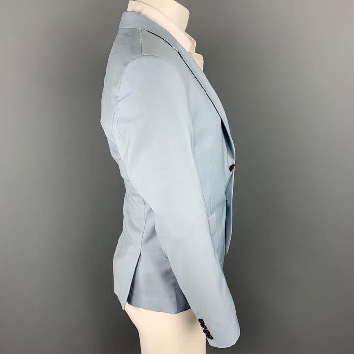 PAUL SMITH Size 38 Regular Light Blue Wool / Mohair Notch Lapel 3 Piece Suit