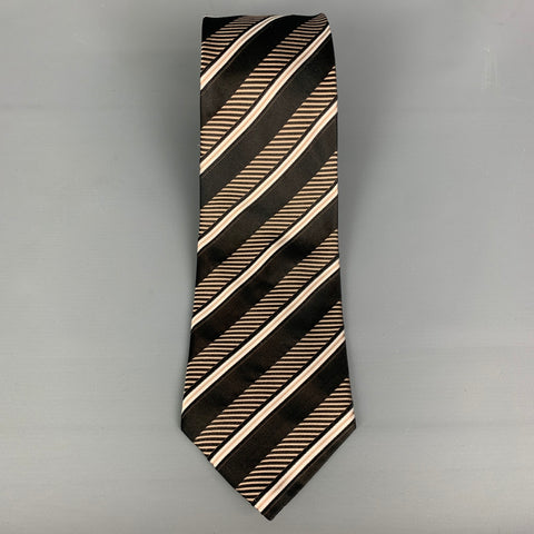 UMBERTO FRASI Brown Stripe Silk Tie