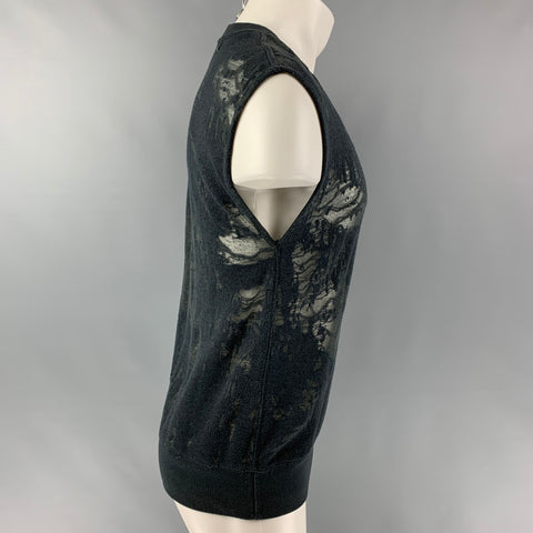 IRO Nuala Size S Slate Distressed Cotton Blend Sleeveless Pullover