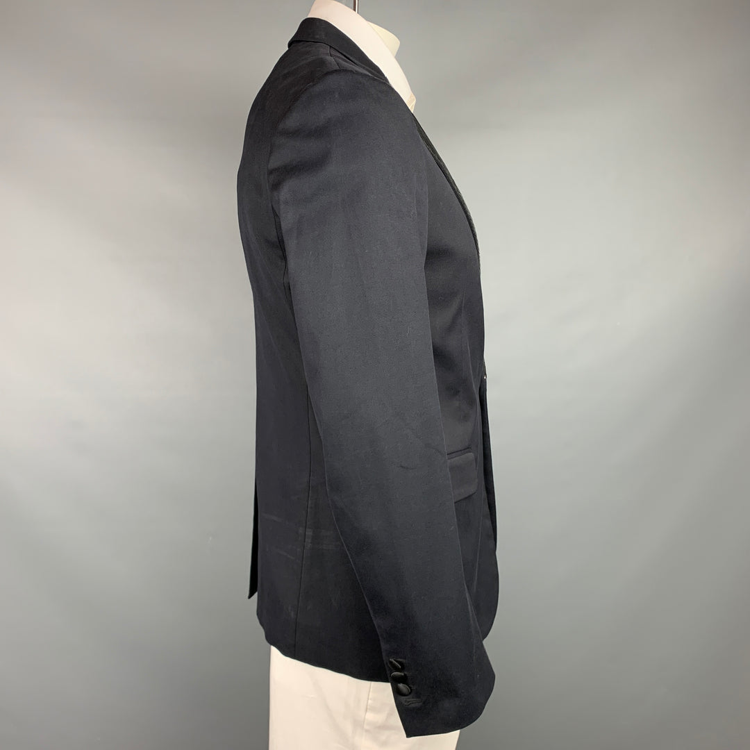 DSQUARED2 Size 42 Black Applique Cotton Peak Lapel Sport Coat
