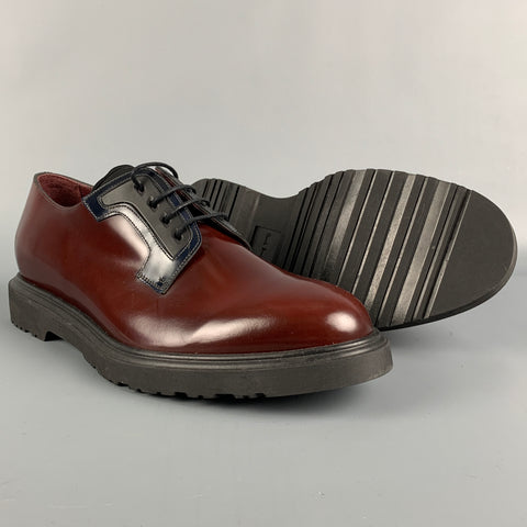 PAUL SMITH Size 9 Burgundy & Navy Leather Lace Up Shoes