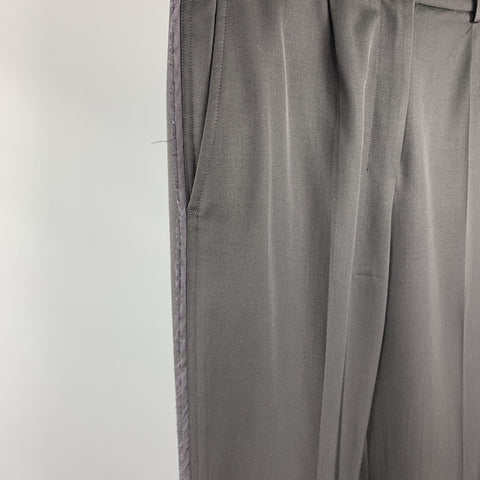 YVES SAINT LAURENT Rive Gauche Size 6 Black Wool Raw Edged Dress Pants
