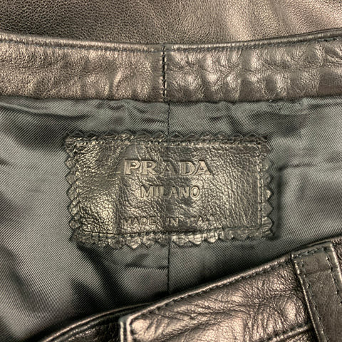 PRADA Size 30 Black Leather Narrow Leg Casual Pants