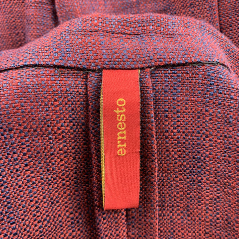 ERNESTO Size 36 Burgundy Woven Linen / Viscose Notch Lapel Sport Coat