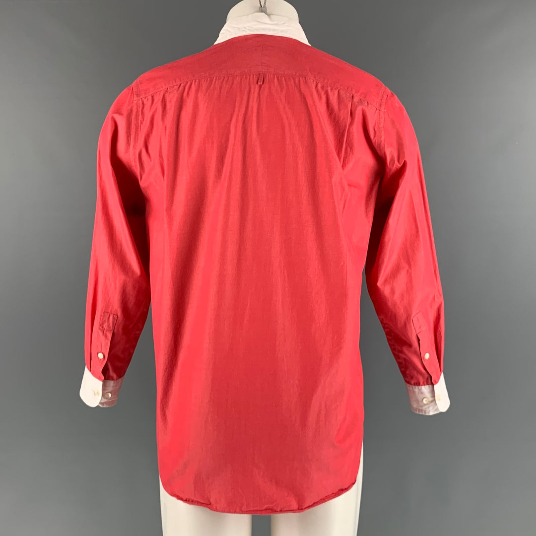 JUNYA WATANABE Size M Red White Solid Cotton Club Collar Long Sleeve Shirt