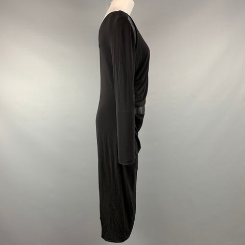 GIORGIO ARMANI Taille 12 Robe de cocktail en cuir viscose noir