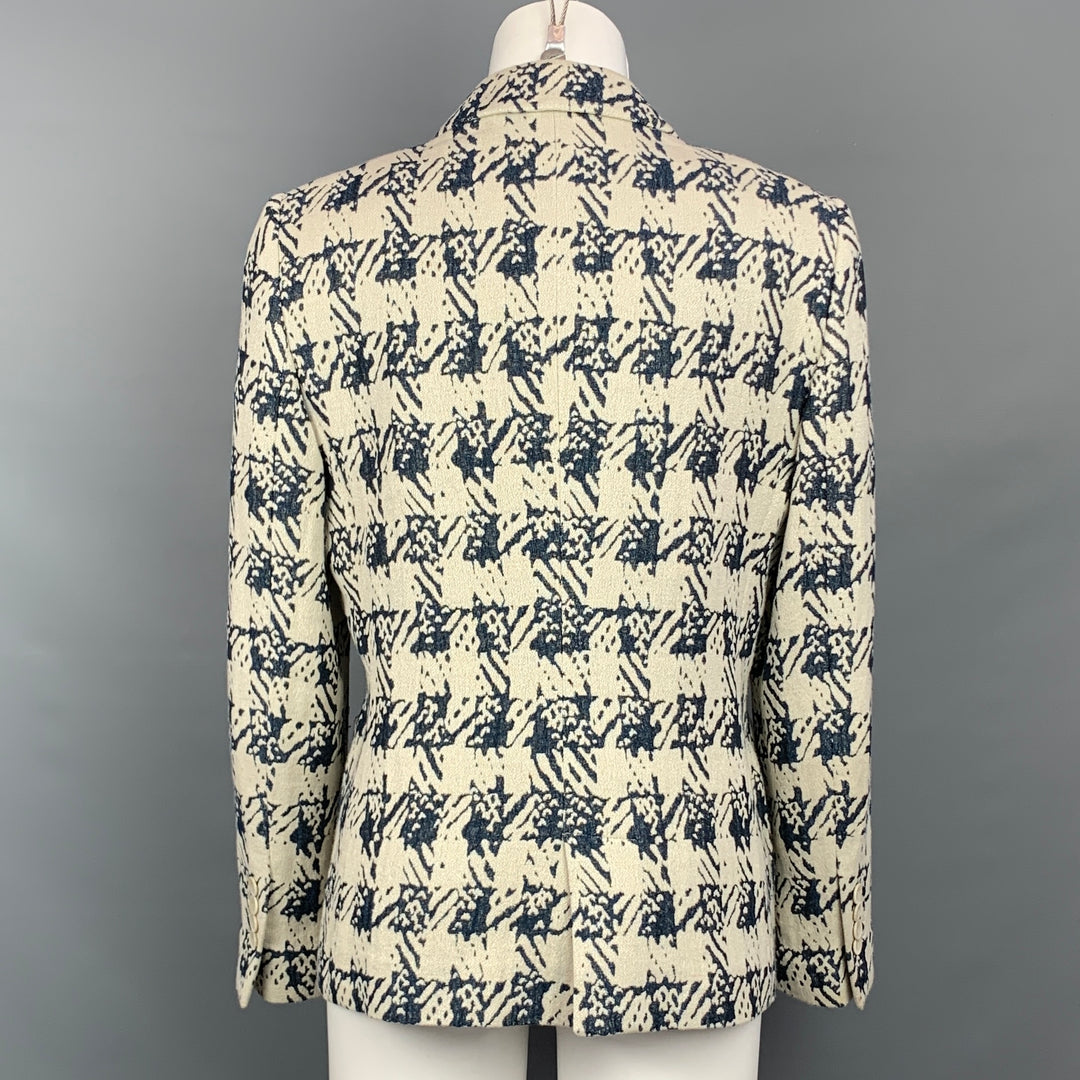 GIORGIO ARMANI Size 10 Light Gray & Navy Viscose Blend Jacket Blazer