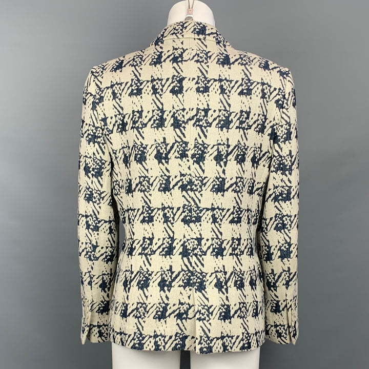 GIORGIO ARMANI Size 10 Light Gray & Navy Viscose Blend Jacket Blazer