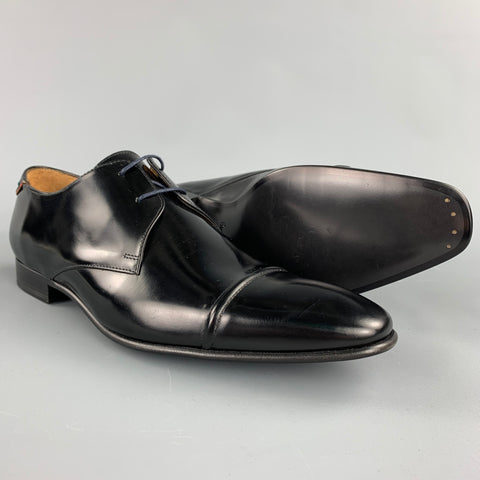 PAUL SMITH Size 12 Black Leather Cap Toe Lace Up Dress Shoes