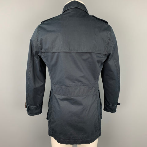 BURBERRY LONDON Size M Navy Cotton / Polyurethane Double Breasted Coat