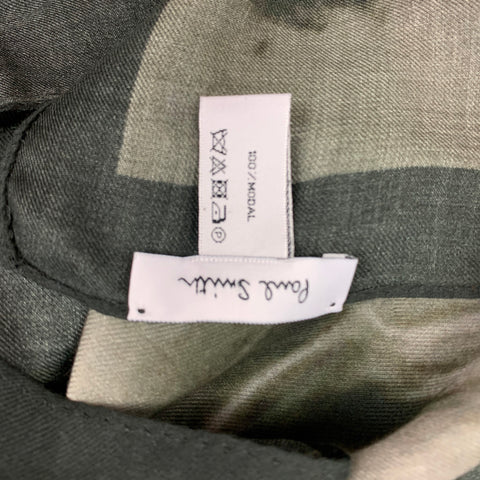 PAUL SMITH Black Olive Cow Print Modal Scarf