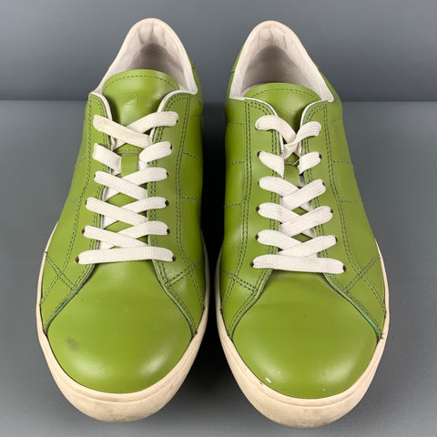 TOD'S Size 8.5 Green Cream Color Block Leather Low Top Sneakers