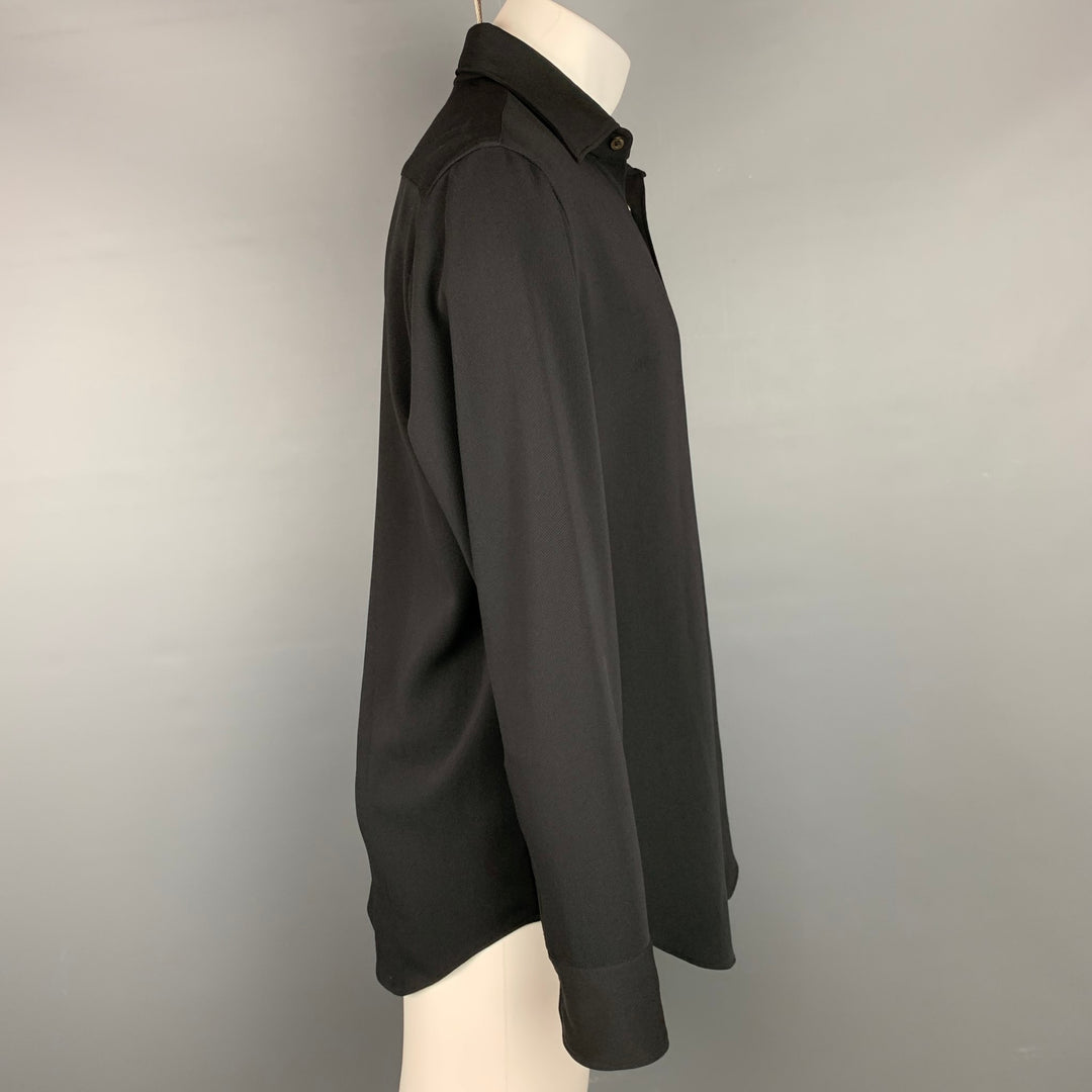 ARMANI COLLEZIONI Size M Black Polyester Blend Button Up Long Sleeve Shirt