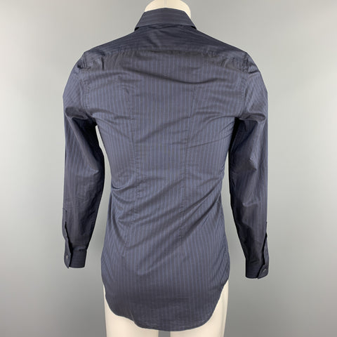 MIU MIU Size S Navy Stripe Cotton Button Up Long Sleeve Shirt