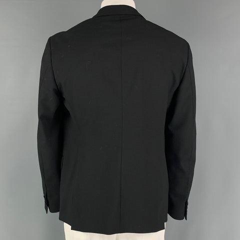 ADAM KIMMEL Size L Black Solid Wool Notch Lapel Sport Coat