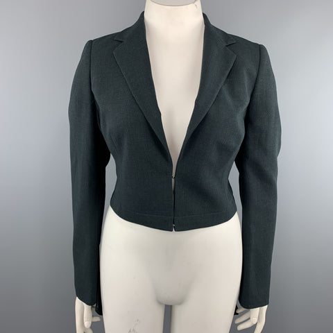 AKRIS Size 12 Forest Green Wool Zip Off Sport Coat Blazer Jacket
