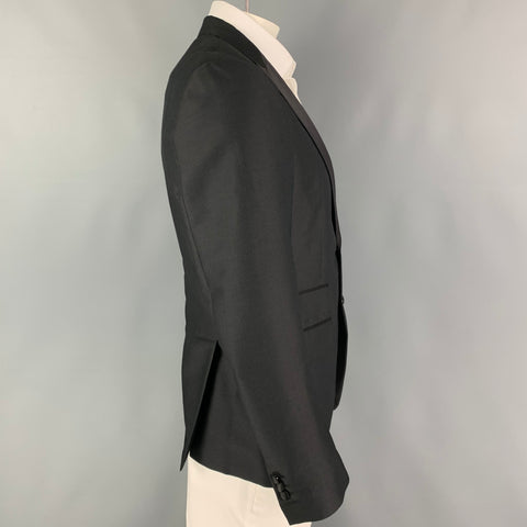 DSQUARED2 Size 42 Black Nailhead Mohair Blend Peak Lapel Sport Coat