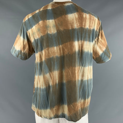 SONG FOR THE MUTE Size L Brown Multi-Color Tie Dye Cotton Crew-Neck T-shirt