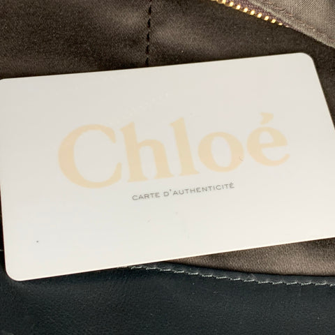 CHLOE Baylee Charcoal Light Grey Color Block Calfskin Leather Handbag