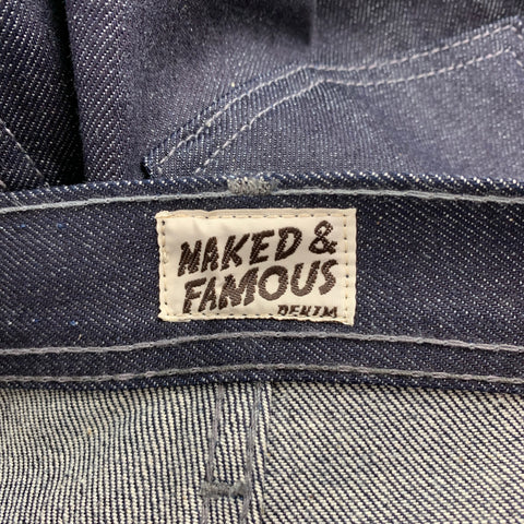 NAKED AND FAMOUS Size 34 Indigo Selvedge Denim Button Fly Jeans