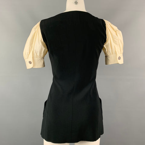 Vintage MOSCHINO COUTURE Size S Black & Cream Acetate Blend Jacket