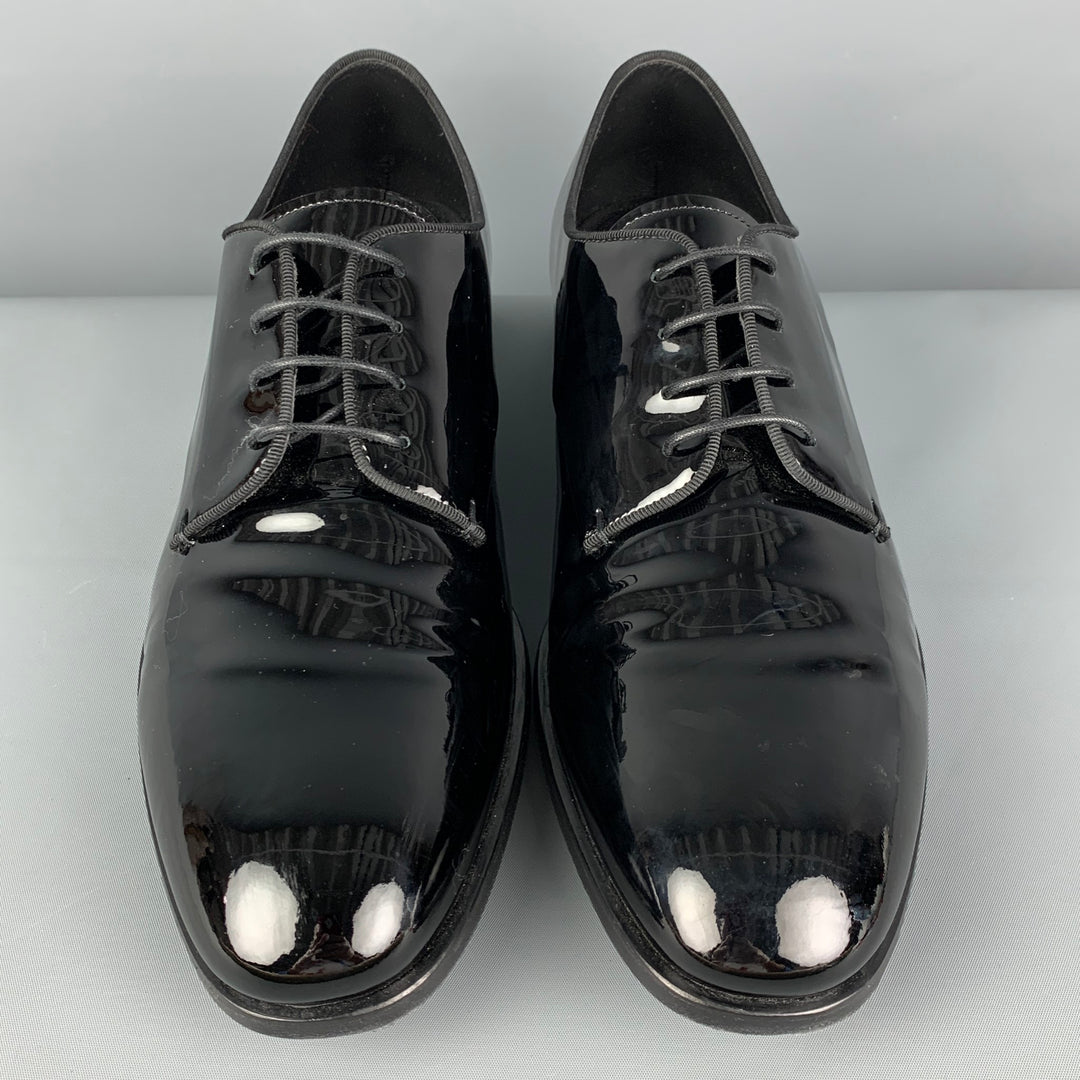 GIORGIO ARMANI Taille 12,5 Chaussures à lacets en cuir verni noir