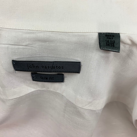 JOHN VARVATOS Size XS White Linen Cotton French Cuff Long Sleeve Shirt