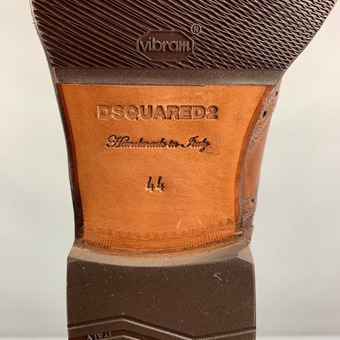 DSQUARED2 Size 11 Brown Antique Leather Wingtip Lace Up Shoes