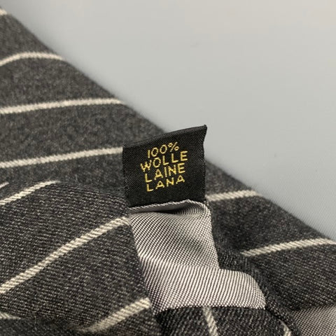 CRAVATE ROYALE Charcoal Light Grey Diagonal Stripe Wool Tie