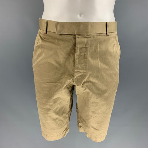 THOM BROWNE Taille 32 Short en coton beige à devant plat