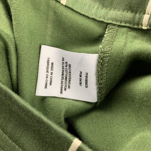 DEREK LAM Size 6 Olive & Cream Stripe Cotton Shirt Dress