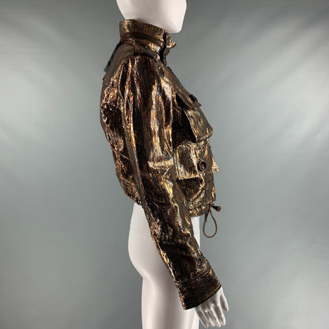 DSQUARED2 Size 6 Gold Silver Polyester Viscose Metallic Jacket