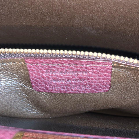 SALVATORE FERRAGAMO Burgundy Leather Pebble Grain Sofia Handbag