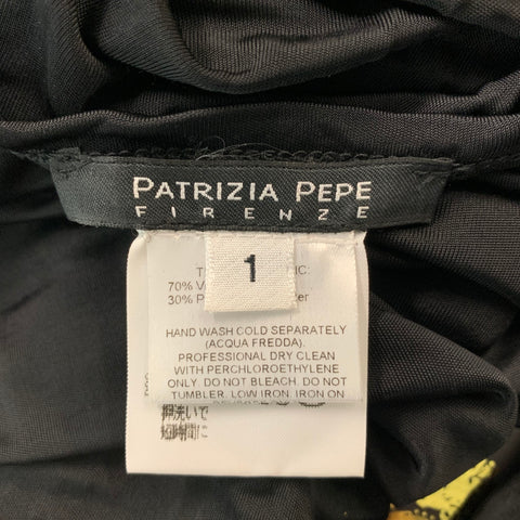 PATRIZIA PEPE Size S Black & Green Viscose Polyester Abstract Floral Dress Top