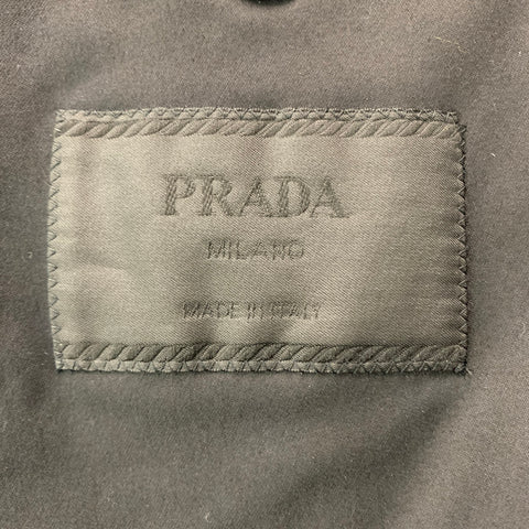 PRADA Size 46 Black Cotton  Elastane Single breasted Sport Coat