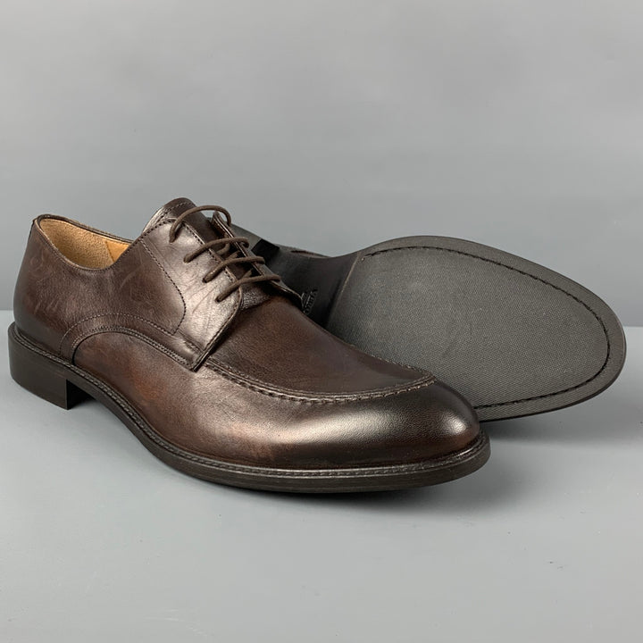 BARNEYS NEW YORK Size 11 Brown Antique Leather Lace Up Shoes
