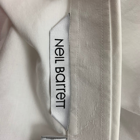 NEIL BARRETT Size S White Grey Ombre Cotton Hidden Placket Long Sleeve Shirt