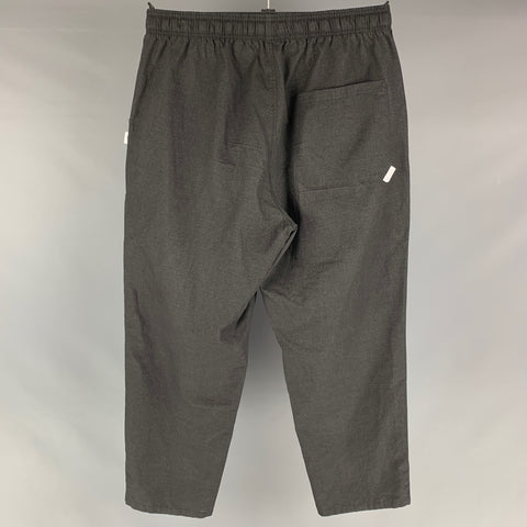 WTAPS Size XL Charcoal Solid Cotton Elastic Waistband Casual Pants