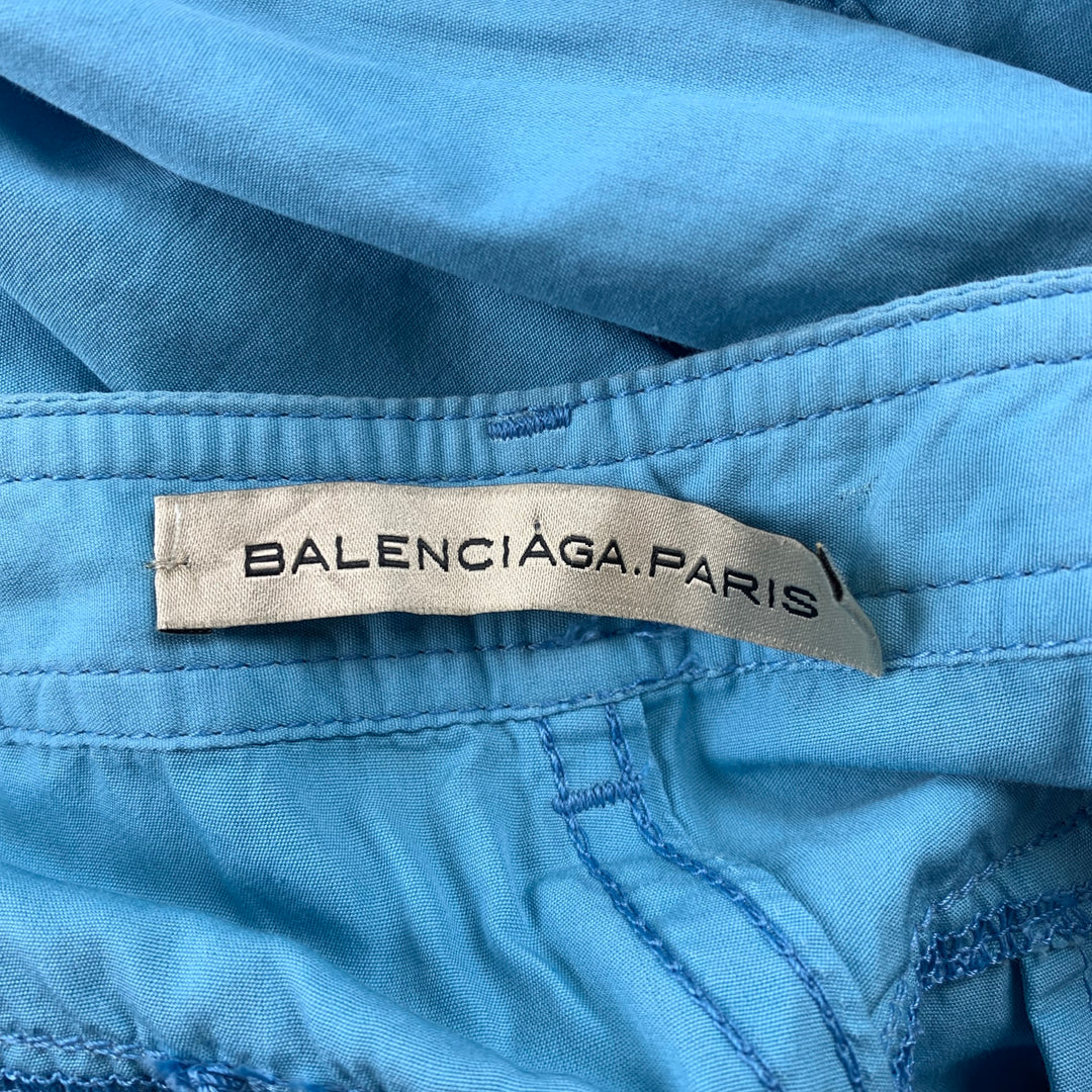 BALENCIAGA Taille 34 Pantalon décontracté en coton bleu clair avec braguette zippée