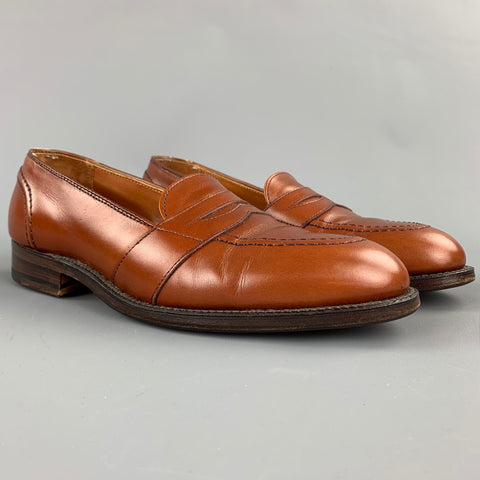 ALDEN Size 7 Burnished Tan Full Strap Leather Slip On 685 Penny Loafers