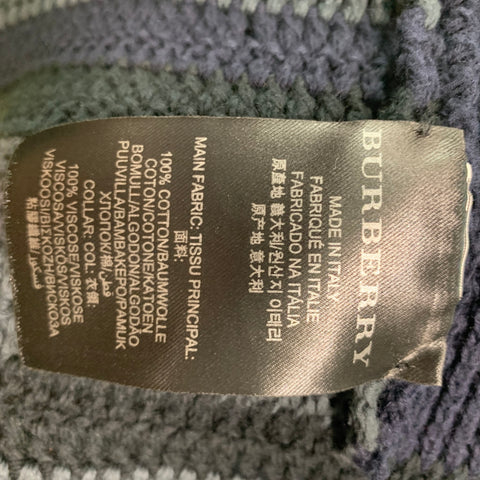 BURBERRY PRORSUM Size S Navy Grey Stripe Cotton Button Down Cardigan