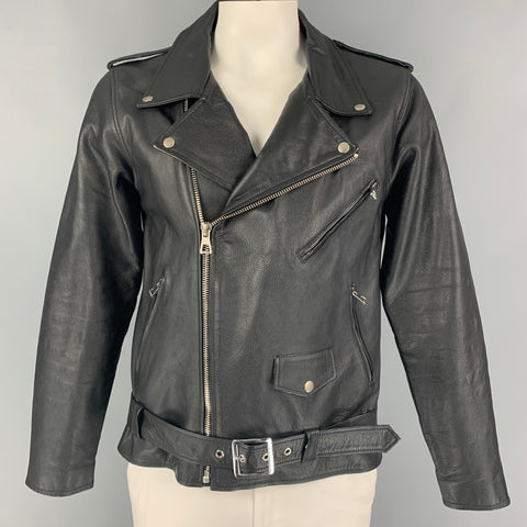 BARNEY'S NEW YORK Size M Black Leather Biker Jacket